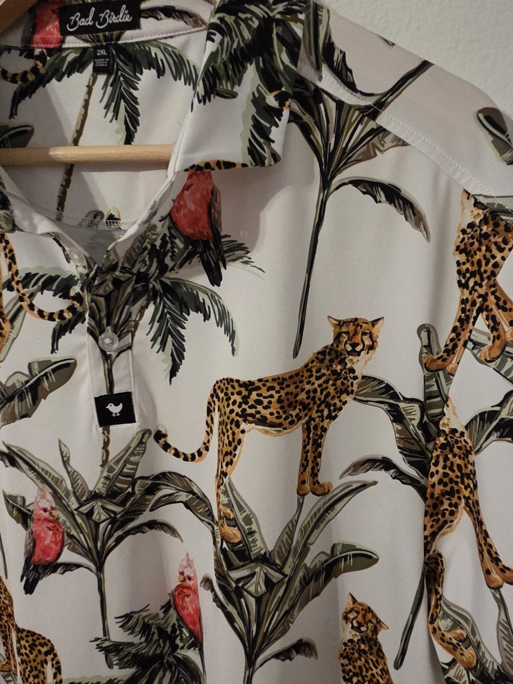 Bad Birdie Tropical Cheetah Polo Shirt - Safari Cockapoo Eclectic Grandpa 2XL